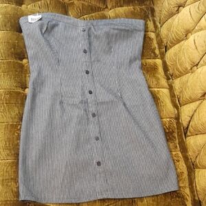 Elegant Blue and White Striped Mini Dress